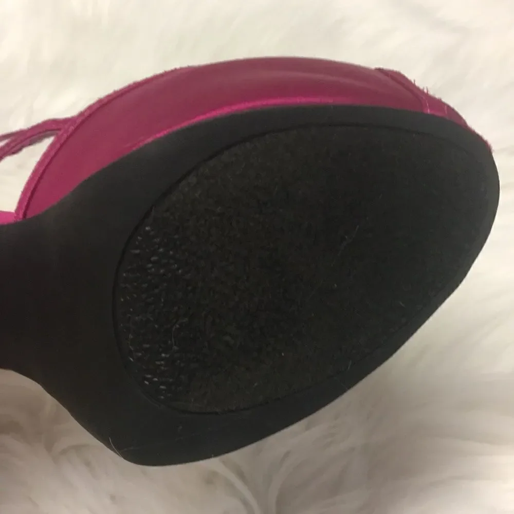 Hot Pink Sole Obsession Satin Evening Shoe